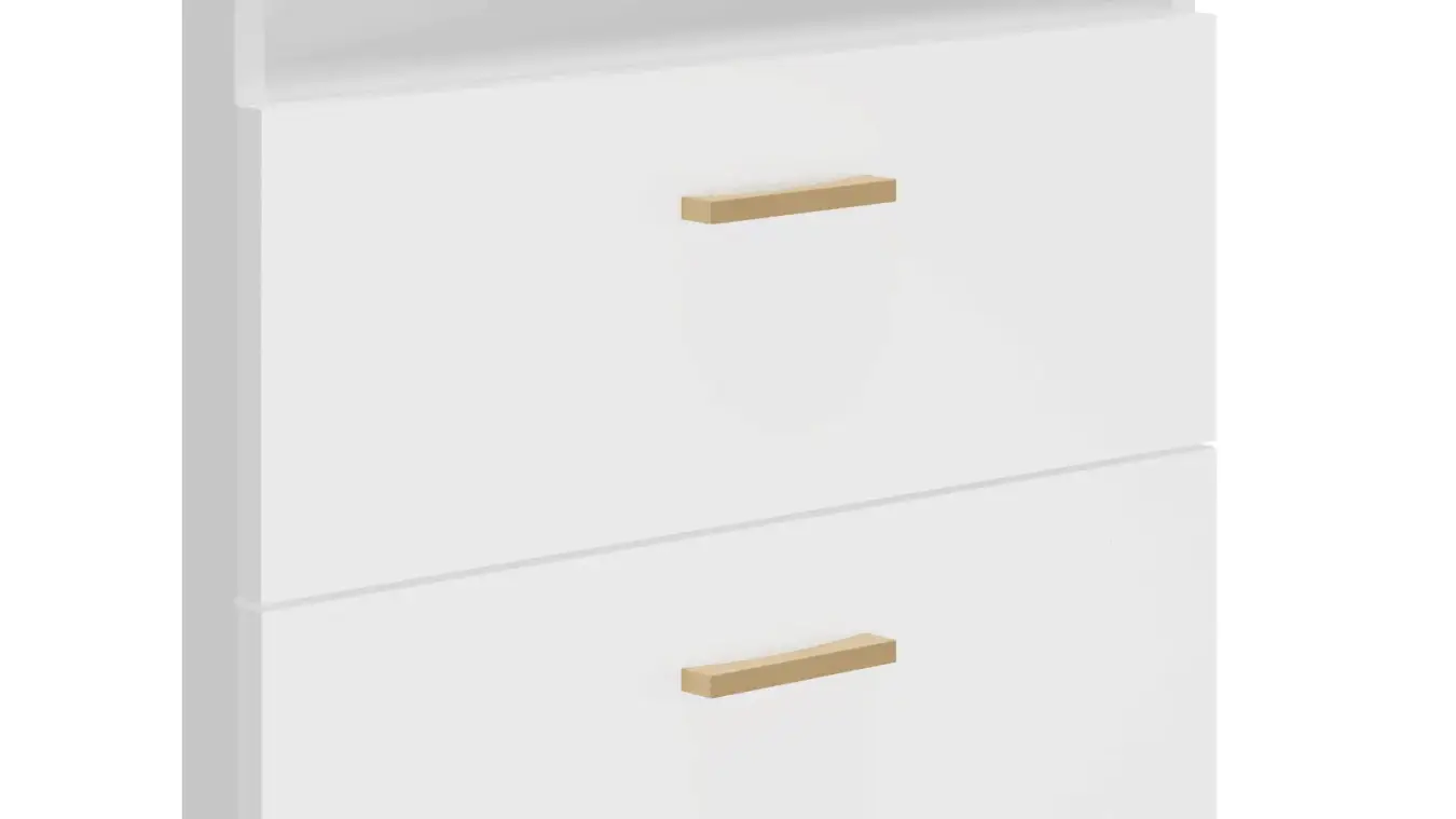 Шкаф однодверный с ящиками и стеклом Helmi, Гикори кингстон+Белый блеск фото - 4 - большое изображение